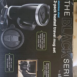 Sharper Image Black Series Heated Travel Mug Set